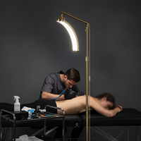 Lámpara de pie LED de media luna sin sombras para esteticistas y técnicos de tatuajes, CE RoHS OEM CRI>90, brillo ajustable, plegable, de aluminio