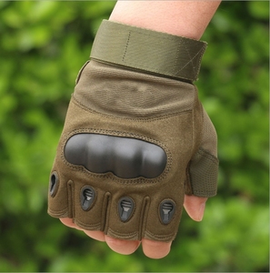 Guantes Tácticos Deportivos DFTG201 de Medio Dedo para Actividades al Aire Libre, Ciclismo, Camping, Caza, con Nudillos Reforzados, Color Caqui - Product Image 1