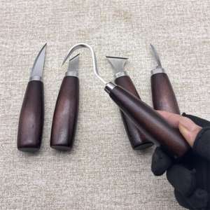 Utensili <span class=keywords><strong>per</strong></span> Intaglio del <span class=keywords><strong>Legno</strong></span>, <span class=keywords><strong>Coltelli</strong></span> <span class=keywords><strong>per</strong></span> Intaglio, <span class=keywords><strong>Coltelli</strong></span> a Uncino, Scalpelli <span class=keywords><strong>per</strong></span> Falegnameria - Acciaio Inossidabile di Grado Industriale con Manici in Noce Nero - Product Image 4