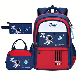 2025 <span class=keywords><strong>Mochila</strong></span> de escuela primaria con temática de astronauta popular transfronteriza conjunto de tres piezas transpirable reductor de peso para niños <span class=keywords><strong>Amazon</strong></span> - Product Image 1