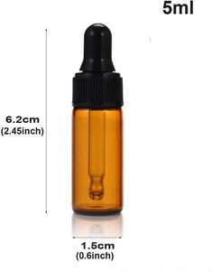 Transparent Amber Glass Essential Oil Serum Eye Drop <b>Sample</b> <b>Bottles</b> Hot Stamping Screw/Dropper Cap 1ml/2ml/3ml/5ml Capacities - Product Image 4