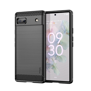 For <strong>Google</strong> Pixel 6A MOFI Gentleness Brushed Carbon <strong>Fiber</strong> Soft TPU Case(Black) - Product Image 1