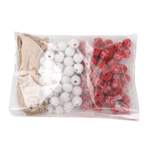 Ensemble de perles en bois en forme de flocon de neige, rouges et blancs, ornements pour sapin de Noël avec corde en chanvre pour la décoration des fêtes - Product Image 5