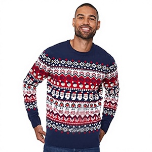Suéter Navideño Jacquard de Punto para Hombre de la Marca Brandour, con Logotipo Frontal de Rudolf, Reno, Copo de Nieve, Ciervo Festivo, Bambi - Product Image 3