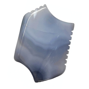 Masseur de points d'acupuncture en agate grise, outil de massage Gua Sha avec dents - Product Image 4