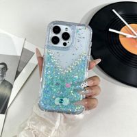 Coque de téléphone antichoc pour iPhone 18 17 16 ProMax, double couche transparente avec perles brillantes et nœud 3D en résine époxy