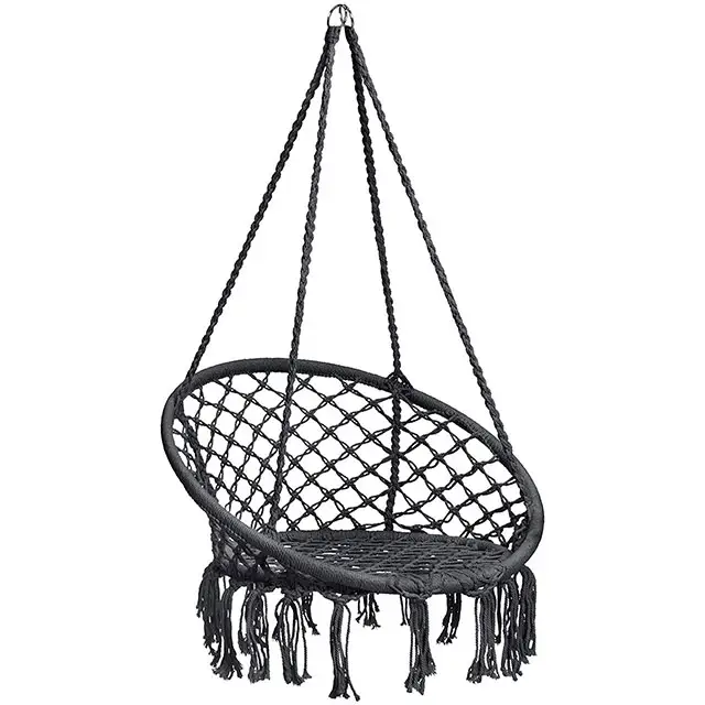 Ronda bolsa personalizada al aire libre jardín embalaje de la tela muebles hecho a mano de punto de malla de cuerda hamaca columpio silla colgante