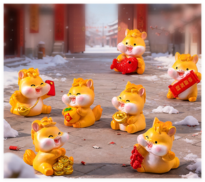 <span class=keywords><strong>Figurine</strong></span> de cheval en résine de dessin animé du zodiaque chinois du Nouvel An chinois 3D 2026 porte-bonheur doré avec souhaits Souvenir Décoration Feng Shui Jouets - Product Image 3
