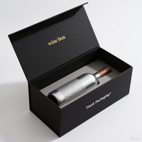 Recyclable Luxury Custom Magnetic Closed Double Door Flip Box Wedding Party Red Wine Olive Oil Champagne Whiskey Paper Box