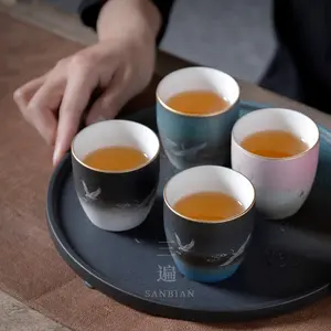 Tazza da caffè Espresso in ceramica da 100ml con bordo in oro cinese a due colori MSH