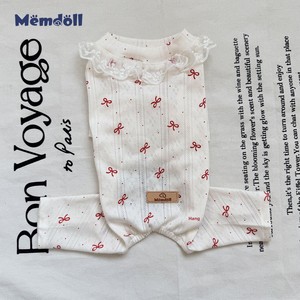 Pyjama en coton jacquard fin respirant printemps/été pour animaux de compagnie à quatre pattes, motif nœud mignon, collection originale Memdoll Studio pour chiots - Product Image 5