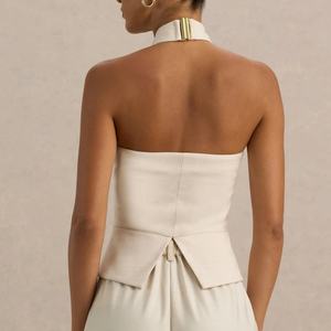 Débardeur sans manches à col suspendu pour femme, style bureau, simple boutonnage, tendance transfrontalière - Product Image 2