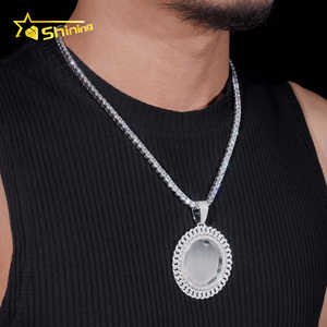 Nouveau design 2 pouces Moissanite <span class=keywords><strong>Pohto</strong></span> pendentif bijoux en argent Sterling 925 personnalisé Hip Hop mémoire Moissanite pendentif pour hommes cadeaux - Product Image 6