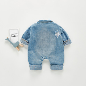 Nuevos peleles de bebé de primavera 2022, ropa de bebé de un solo pecho para niños, mono vaquero con cuello vuelto para niñas pequeñas - Product Image 4
