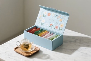 กล่องของขวัญชาทำจากกระดาษรีไซเคิลแบบกำหนดเอง บรรจุภัณฑ์แข็งสำหรับชุดของขวัญอาหาร พร้อมเคลือบเงาและเคลือบด้าน - Product Image 5