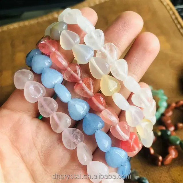 8mm bracelet charms fashion jewelry natural quartz stone beads feng shui mix quartz crystal Elastic popular bracelet for gift