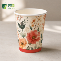 Gobelets en papier jetables écologiques personnalisés à imprimé floral de 8 oz, 12 oz et 16 oz pour café et gobelets à café, vente directe d'usine