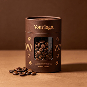 Tube en papier kraft écologique et recyclable personnalisé pour l'emballage du café avec couvercle personnalisé, estampage à chaud et finition invisible - Product Image 1