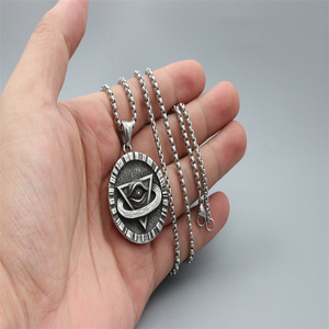 yunnique Round Geometric Pendant <b>Necklace</b> Stainless Steel Silver Black Unisex Fashion Gift Jewelry - Product Image 2