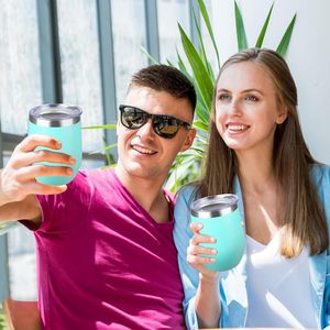 12oz/50 Pack Double Wall Insulated Travel Mugs Stainless Steel Wine Tumbler Lids Classic Stemless Insulated Coffee Cups - Product Image 2