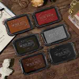 Almohadilla de tinta metálica luminosa y brillante a base de agua para manualidades en papel y plástico, tamaño grande cuadrado, para sellos autoentintables al por mayor - Product Image 3