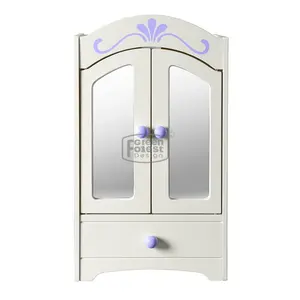 Vêtements de poupée et accessoires de rangement armoire miroir pour fille 18 meubles de poupée américaine