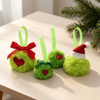 Meilleures ventes : Pendentif de Noël artisanal en peluche, monstre elfe vert et duveteux, avec cordon, pour fêtes festives en Europe et en Amérique