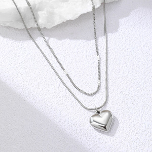 قلادة جديدة ثلاثية الأبعاد لقلب الحب قلادة من طبقات قلادة نسائية أنيقة صغيرة - Product Image 2