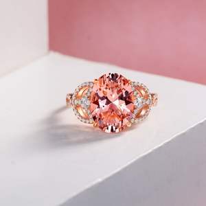 18 Karat Roségold plattiert Morganit Pink Edelstein Zirkonia Ring Versprechen Aura Single Stone Verlobung Champagner Ring - Product Image 2
