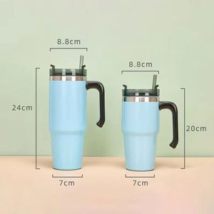 Nueva Botella de Agua de Acero Inoxidable de 30 oz con Logotipo Personalizado, Vaso Térmico de Doble Pared con Asa y Pajita para Coche - Product Image 3