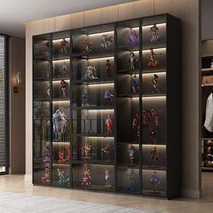 Luxe op maat gemaakte glazen vitrinekast met LED-verlichting |   Vitrine voor verzamelfiguren met aluminium frame voor thuis en winkels - Product Image 6