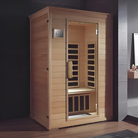 Bak Spa prefabrikasi ruang terapi Cedar merah uap basah Sauna inframerah dalam ruangan 4 orang Modern untuk rumah kayu uap basah