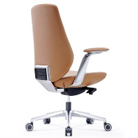 Chaise de bureau ergonomique pivotante JORI, cadre en aluminium, cuir véritable, chaise de visiteur pour salle d'attente