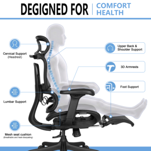 Silla de Oficina Ergonómica Giratoria con Respaldo Alto y Reposapiés - Product Image 2