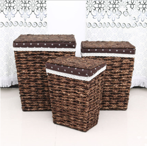 Panier de rangement pour linge en corde de papier composite de grande taille pour la maison, panier de rangement en rotin tissé avec couvercle et sac en tissu - Product Image 4