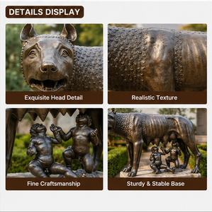 Statua del Lupo Capitolino in Bronzo Fuso a Mano BSA, Leggenda Romana Classica, Lupo Donna che Nutre Romolo e Remo, Scultura in Metallo - Product Image 3