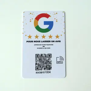 Customized Programmable QR Code 13.56Mhz NFC 213/215/216 PVC NFC Google Review Card for Facebook /Ins/Yelp