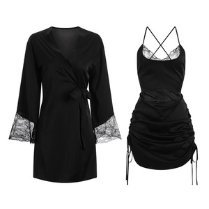 Camisón de satén de color liso con tirantes y bata, nuevo modelo sin espalda para mujer, ¡gran oferta! - Product Image 6