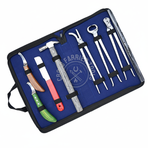 Nouveauté : Kit de soins pour les sabots de cheval, couteau à sabots incurvé à lame en D et couteau à sabots à lame droite, tire-sabots, pince, coupe-ongles - Product Image 1