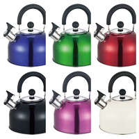 Bouilloire sifflante en acier inoxydable de 3.0 litres robuste avec revêtement de couleur de luxe moderne et design classique