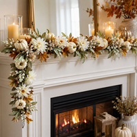 Guirlande artificielle en soie d'érable d'automne, feuilles dégradées réalistes, vigne, chemin de table de mariage, arche décorative, couronne