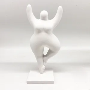 Estatua abstracta de resina para mujer, escultura de mujer de color blanco sólido, artesanal