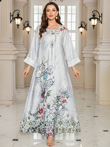 Naher Osten Grenz überschreitende muslimische Robe Bedruckte Perlen Diamant europäischen und amerikanischen Außenhandel Langrock Kleid <span class=keywords><strong>Abai</strong></span> Ya - Product Image 5