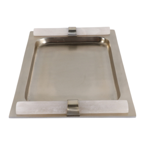 Vassoio decorativo in metallo con manici in pietra per decorare il tavolino da caffè, elegante complemento d'arredo per la casa, per gioielli o oggetti decorativi. - Product Image 3