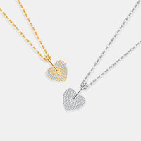 Collier Pendentif Cœur Flèche de Cupidon Élégant en Argent Sterling S925, Bijoux Fins, Pavé CZ, 2 Tons, Vente en Gros pour Femmes