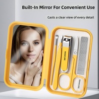 Ensemble de coupe-ongles portable Longhui 5 en 1 en acier au carbone avec miroir pour manucure et pédicure professionnelle, outils de beauté en gros