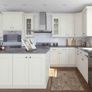 Armoires de cuisine en bois massif de style américain, design shaker, modernes, stratifié marbré, marbre artificiel, robinet inclus - Product Image 3