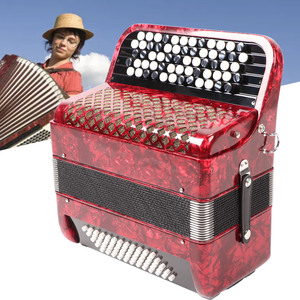 Acordeón de 62 Teclas, Acordeón de 60 Botones, Instrumento Musical Educativo para Niños con Correas, Rojo - Product Image 2