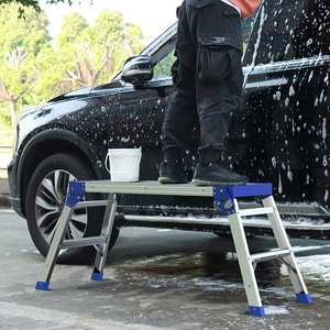 Escada de Trabalho Dobrável em Alumínio com Plataformas para Lavagem de Carros, Escada Dobrável com Degraus - Product Image 1