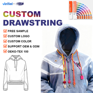 Bán Buôn Quần vòng tùy chỉnh hoodie <span class=keywords><strong>drawcord</strong></span> vẽ dây chuỗi ren bện bông polyester Rope Tipped hoodie dây rút - Product Image 1